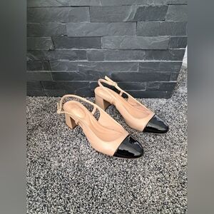 Elegant Black and Tan Women's Slingback Heels